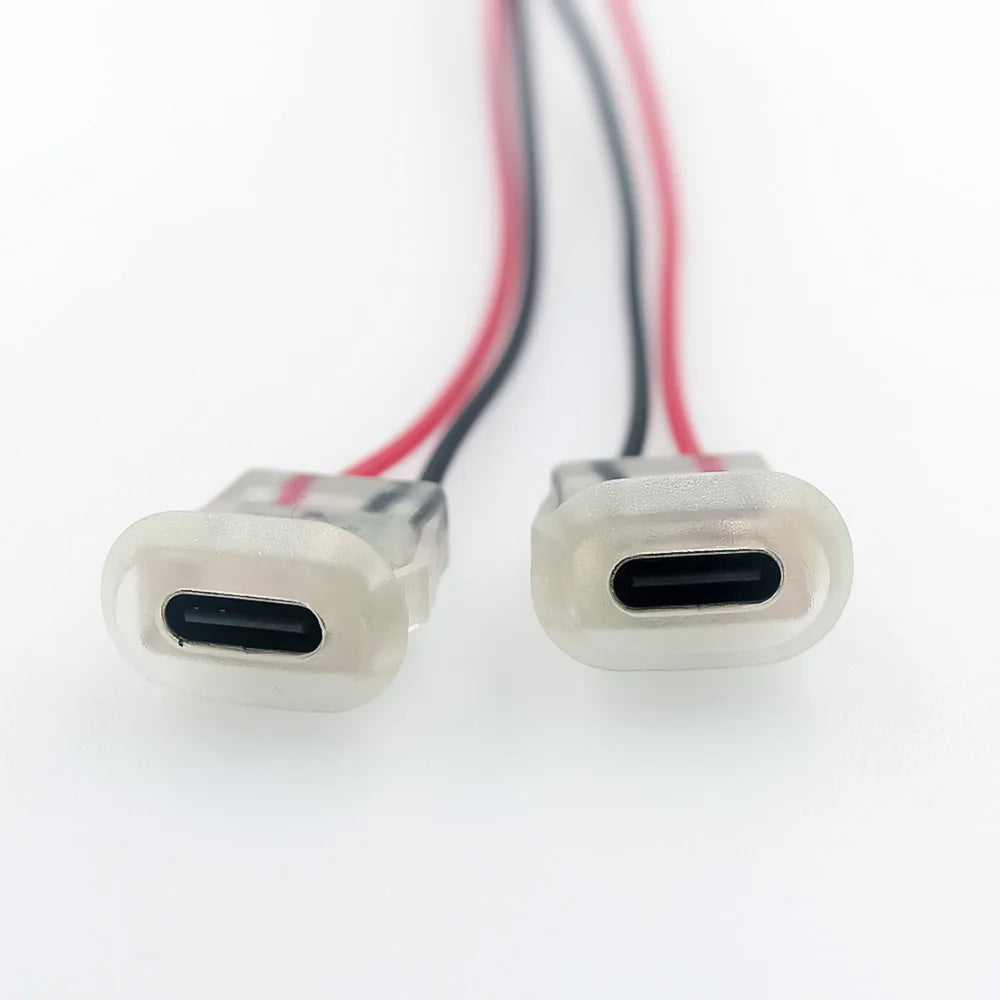 2pin USB Type C 5A Input type Charging Socket With LED lights Plate Waterproof USB-C Power Port TYPE-C Female Connector Jack