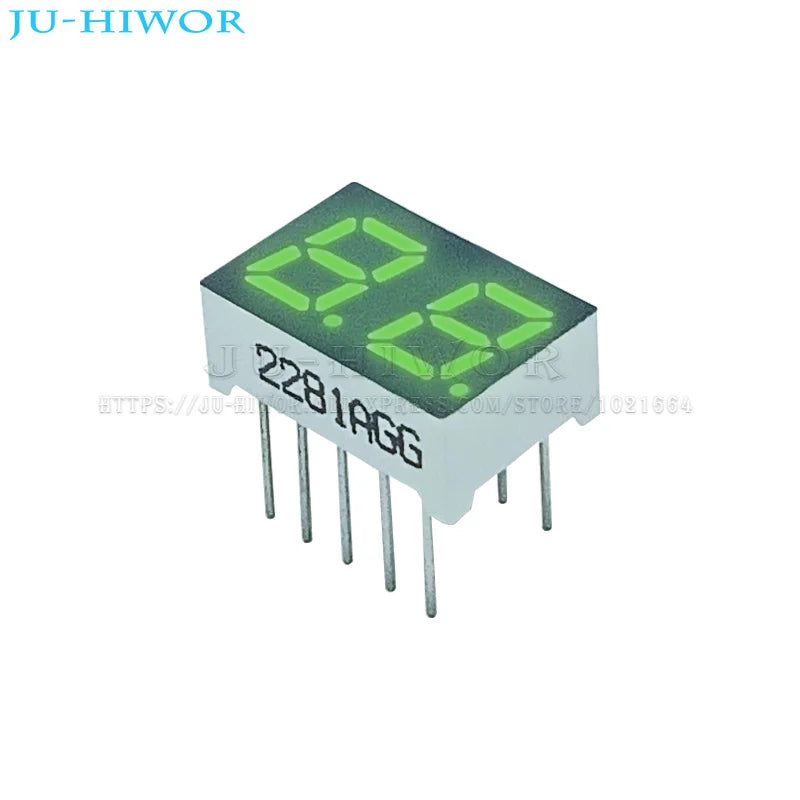 10pcs 0.28 Inch 10Pins 2281AGG 2281BGG 2 Digits Bits 7 Segment Jade Green LED Digital Display Digitron Common Anode Cathode