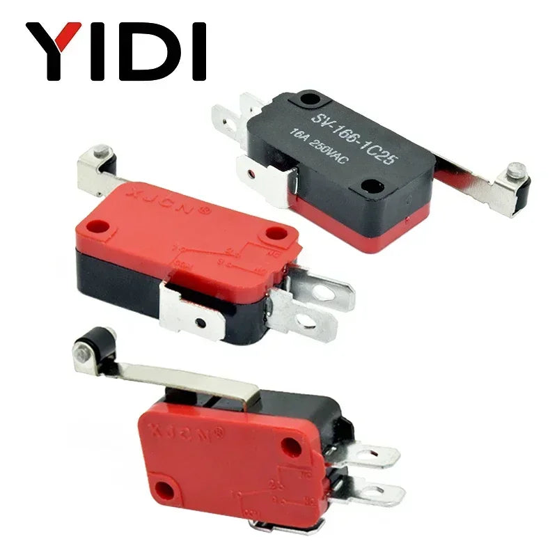 YIDI 16A 250VAC SPDT Momentary Travel Limit Micro Switch 1NO1NC 3pin Lever Roller V-15 V-151 V-152 V-153 V-154 V-155 Microswitch
