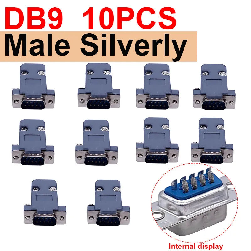 10PCS DB9 Adapter Connector Core RS232 Serial COM Plug Connectors Hole/pin DB15 Female Male Port Socket D Sub DP9 Plastic Case