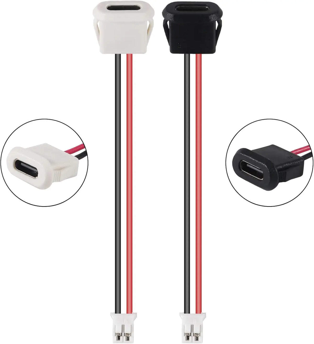 20pcs Type-C Female Chassis Connector USB C Female Chassis 2P Direct Crimp Jack Female Charging Port Waterproof Extension Power