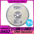 10000pcs 0402 0R ~ 2R2 SMD Resistor  1% Ohm Chip Resistor 1/16W 1 R 1R1 1.2R 1R3 1R5 1R6 1R8 2R 2R2 ohm New