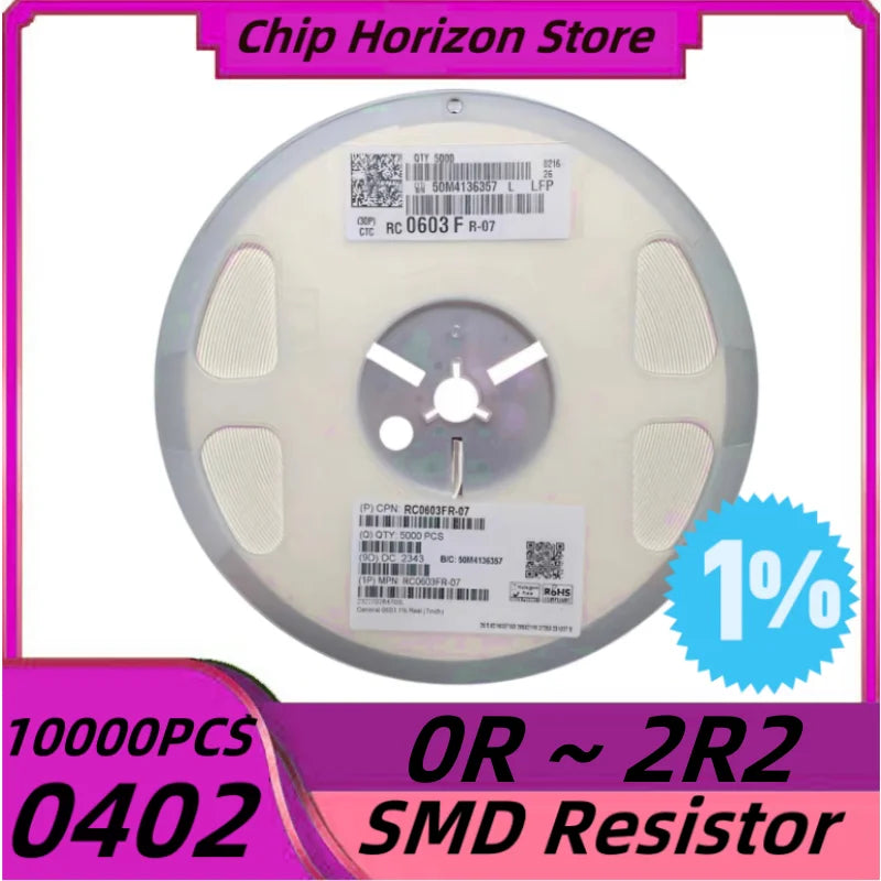10000pcs 0402 0R ~ 2R2 SMD Resistor  1% Ohm Chip Resistor 1/16W 1 R 1R1 1.2R 1R3 1R5 1R6 1R8 2R 2R2 ohm New