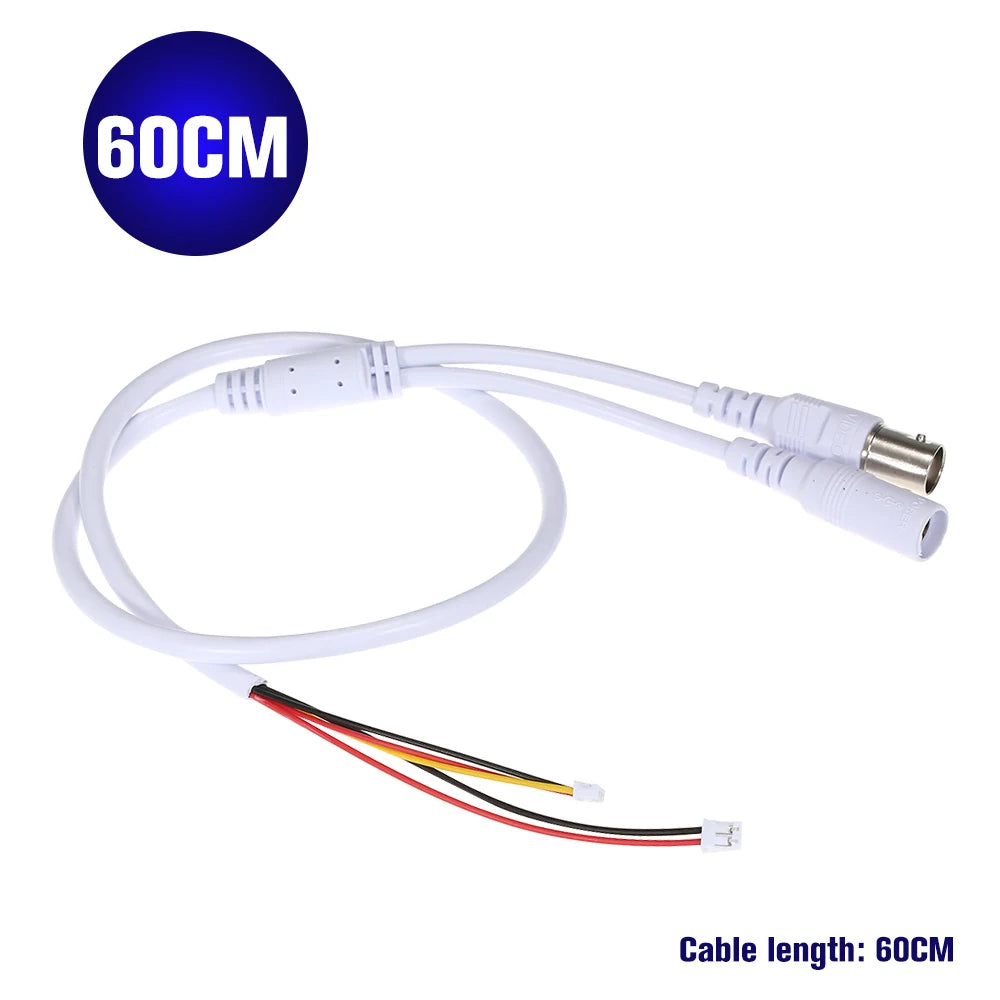 1pcs 60cm 5 Pin Analog BNC Video Cable Power Lead Wire F Video & DC Jack Female Cord for Analog CCTV Camera PCB Board