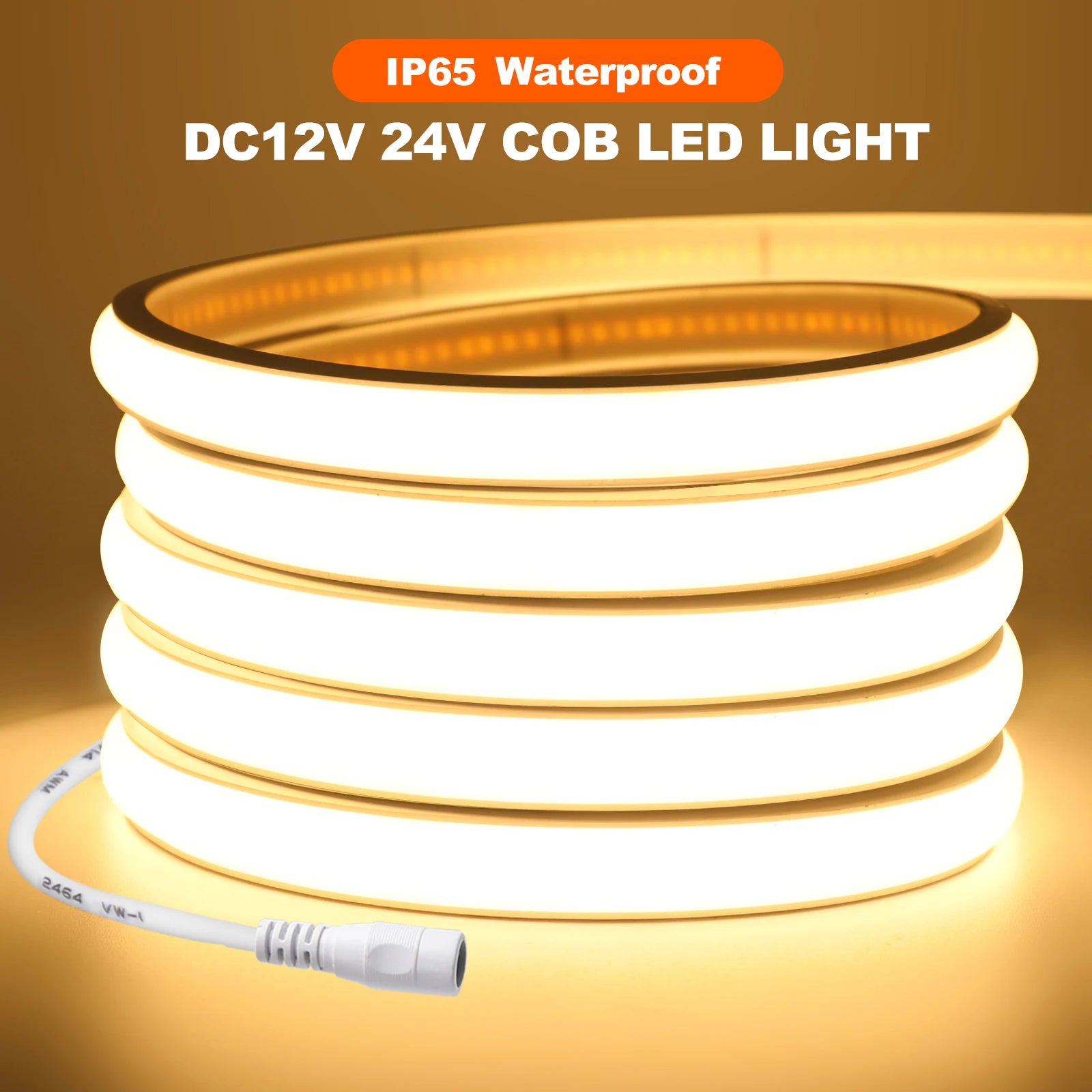 12V 24V 320Leds/M COB Neon Strip Waterproof 3000K 4000K 6000K Home Decor High Brighter Flexible Ribbon Rope LED Light 0.5M-20M