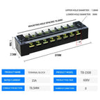 15A/25A/45A 600V Dual Row Barrier Screw Terminal Block Wire Connector TB Series 3/4/5/6/8/10/12 PIN Optional TB-1503 TB-2503
