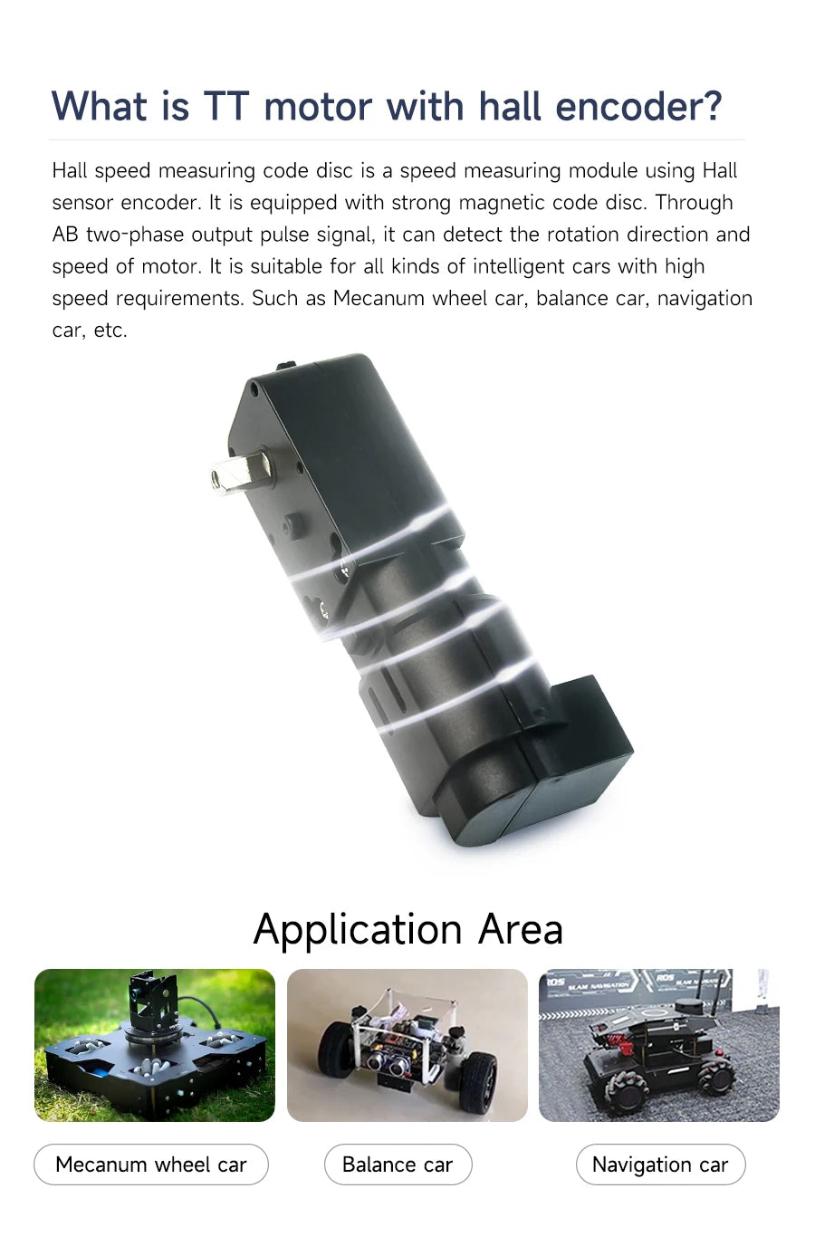 High Precision Hall Encoder TT DC Geared Motor with Encoder AB Phase Tachometer Code Disc Support PID Control for DIY Smart Car