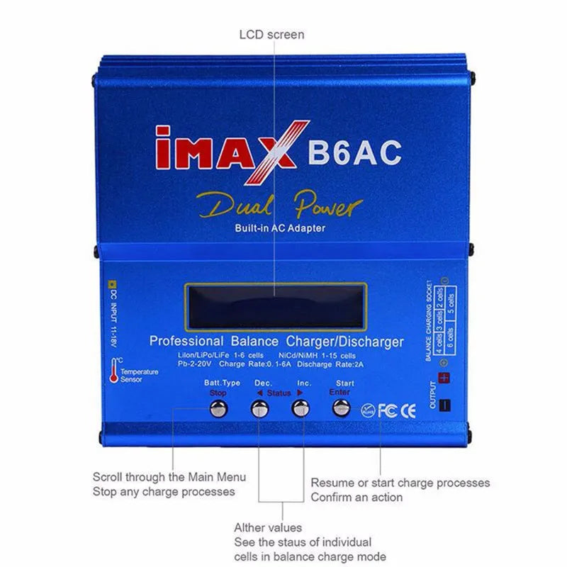 IMAX B6 AC 80W B6AC Charger Dual Power Professional Balance Discharger for Li-ion Nimh Nicd 2-6S RC Lipo Battery