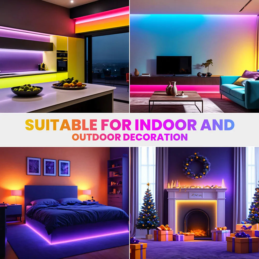 EU Plug DC24V 3535 RGB Neon LED Strip 5/10/15/20/30M Bluetooth Music Sync Waterproof Neon Rope Light for Indoor Outdoor Decor
