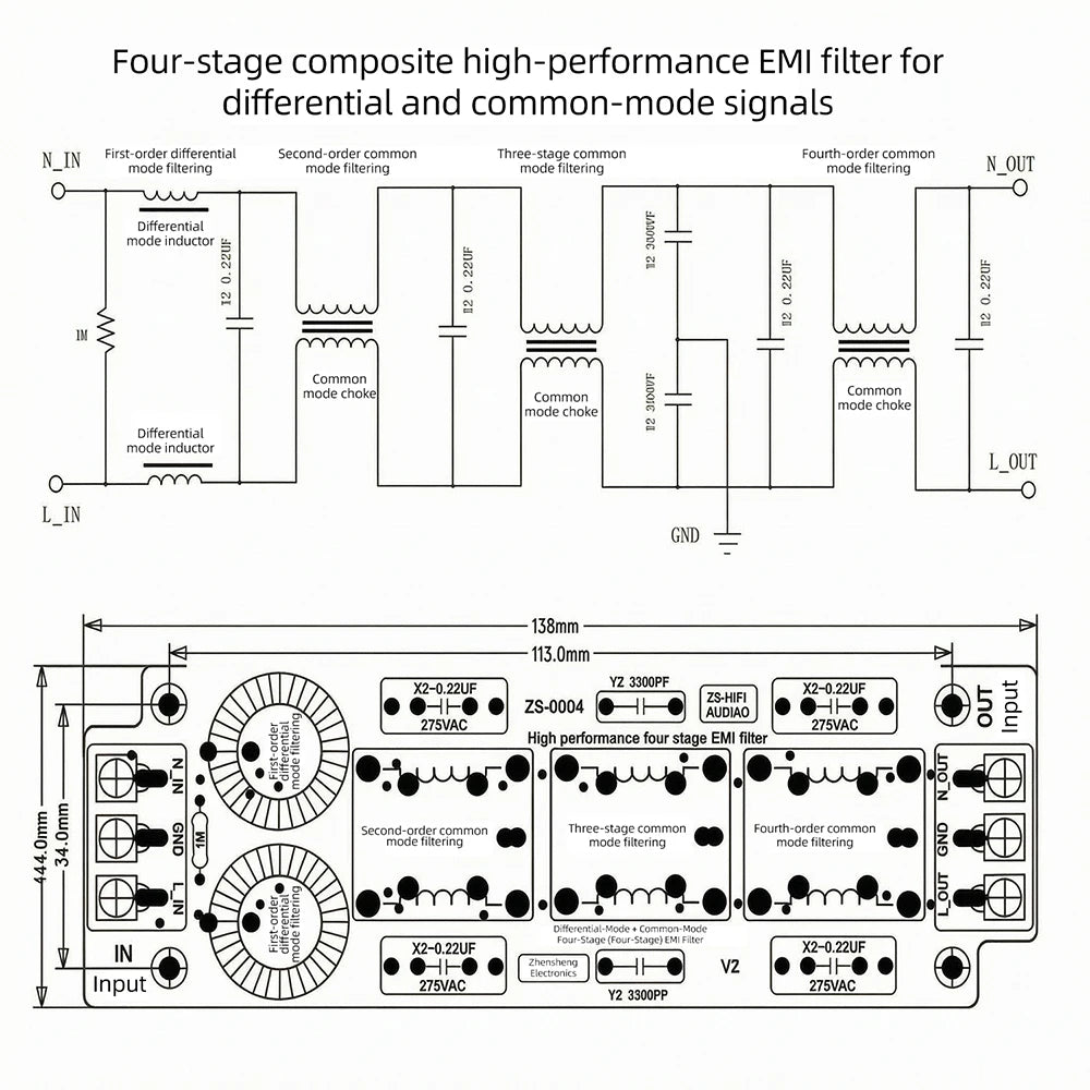 10A AC EMI Filter 110-250V Single-phase EMI Electromagnetic Interference Filter Audio Switching Power Supply Ripple Filter