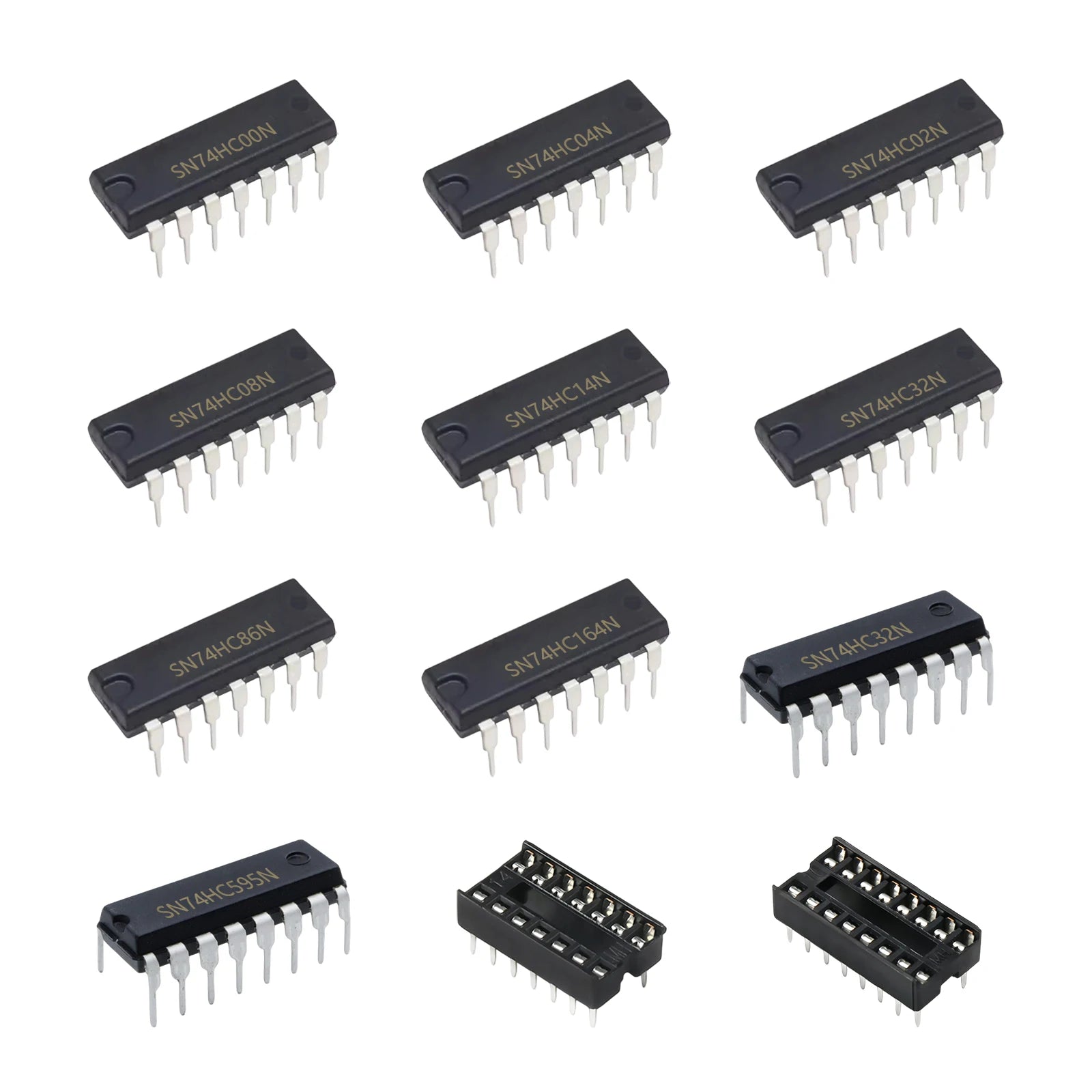 12 Values DIP kit SN74HC00N SN74HC04N SN74HC08N SN74HC14N SN74HC32N SN74HC86N SN74HC138N SN74HC164N SN74HC595N IC Socket 60 Pcs