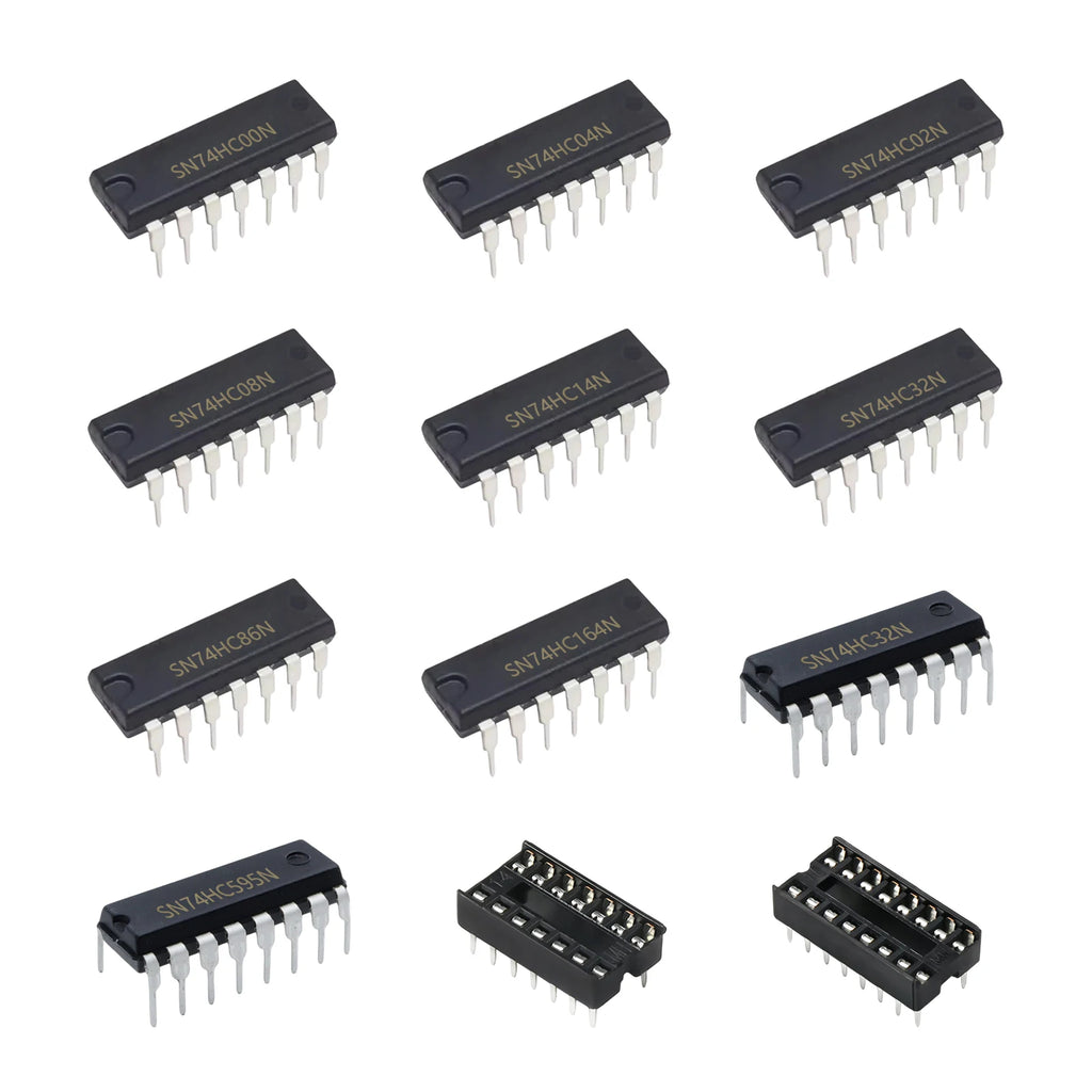12 Values DIP kit SN74HC00N SN74HC04N SN74HC08N SN74HC14N SN74HC32N SN74HC86N SN74HC138N SN74HC164N SN74HC595N IC Socket 60 Pcs