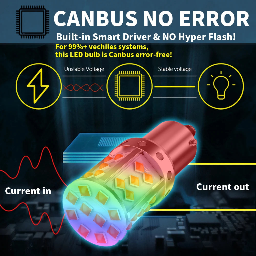 2pcs LED P21W 1156 BA15S PY21W BAU15S 3030 35SMD Bulb Canbus Free T20 7440 W21W Lamp For Car Turn Signal Light Backlight Orange