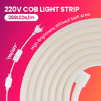 220V Led COB Neon Strip Light Dimmer Switch Power Plug Kit White Blue Pink Red Purple Yellow 5m 20m 30m 0.5m 288LED/m Flex Decor