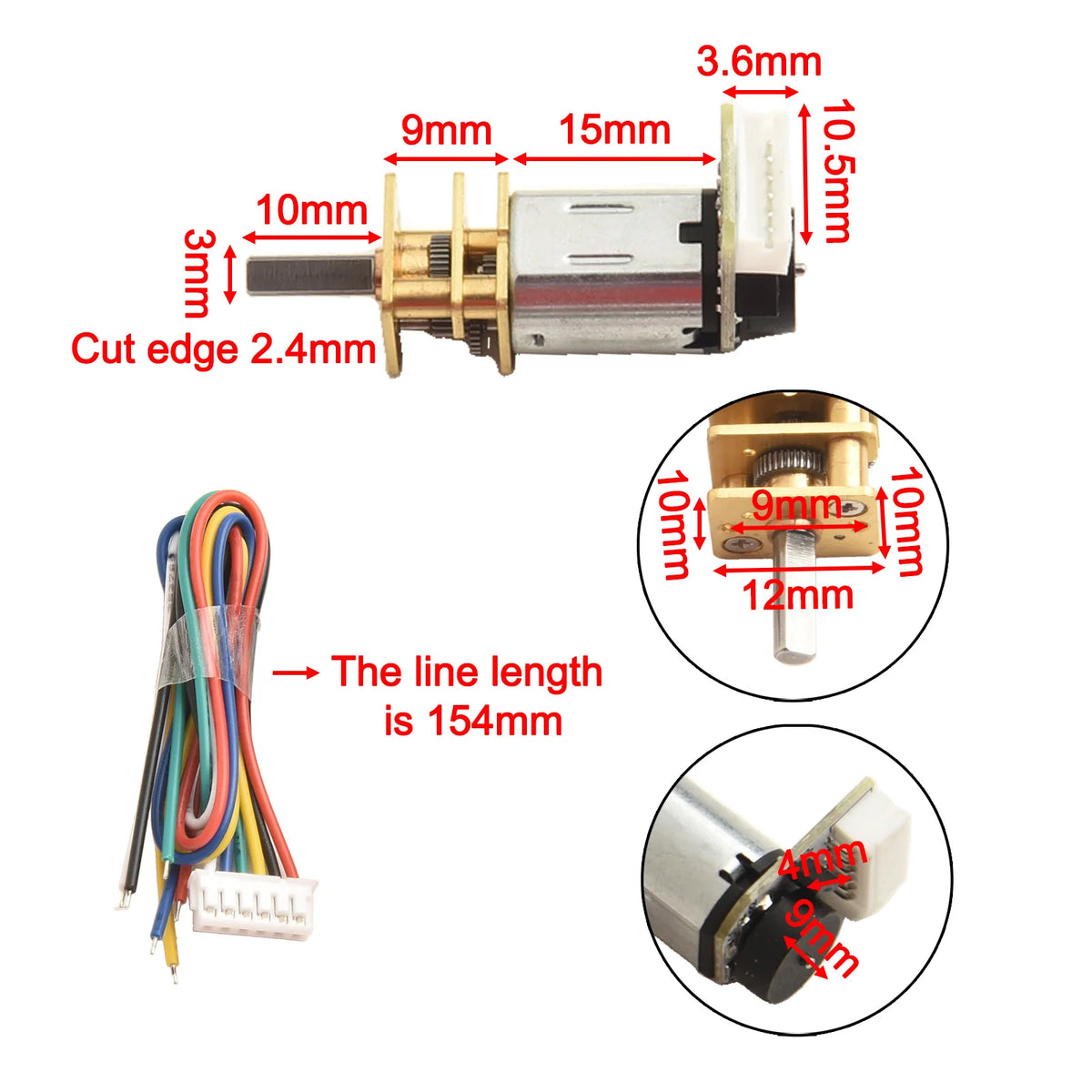 For GA12 For N20 High Torque DC Motor with Encoder Excellent Replacement Option for Robotics and Hobby Projects