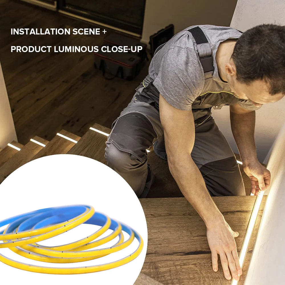 5V Motion Sensor Nigth Light COB Led Strip USB Battery Power 3mm 5mm 8mm PCB 320 LEDs Flex Lamp for Under Cabinet Kitchen Stairs