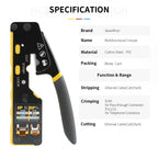 Pass Through RJ45 Cat6 Crimping Tool, 8P8C Crimper for CAT6A/CAT6/CAT5E (STP/UTP)， 3-in-1 Crimp/Cut/Strip