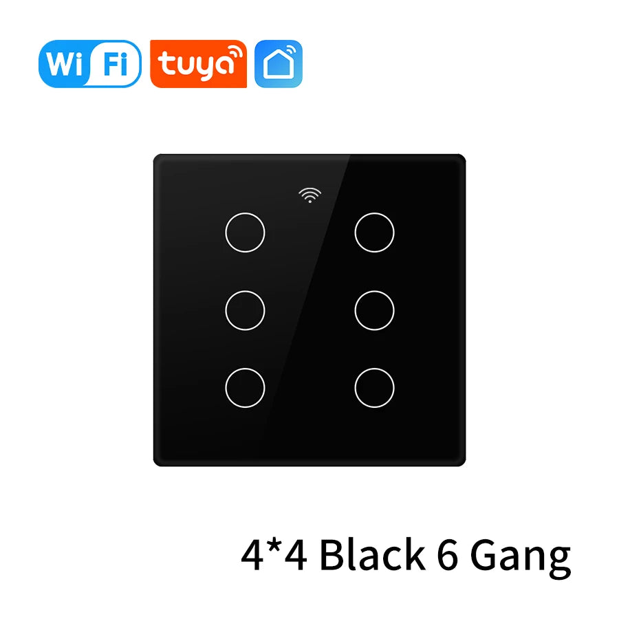 Tuya WiFi Smart Switch Brazil Standard 4x4 Size Touch Sensor 4/6/8 Gang Wall Light Switch Voice Control By Alexa Google Home