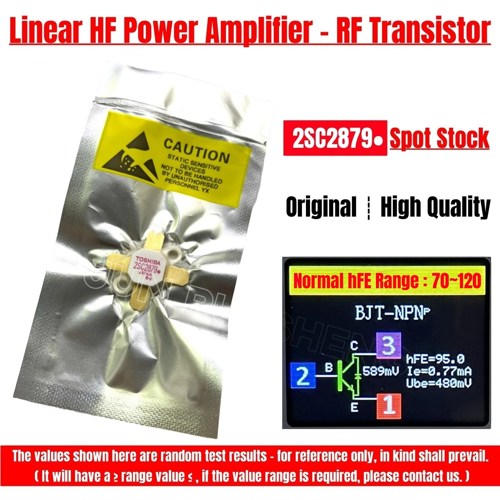 Original TOSHIBA 2SC2879 RF Transistor HF Power Amplifier Radio Kit 2SC2879A/C 250W 30mhz SSB Linear NPN MOSFET VHF Module TO-59