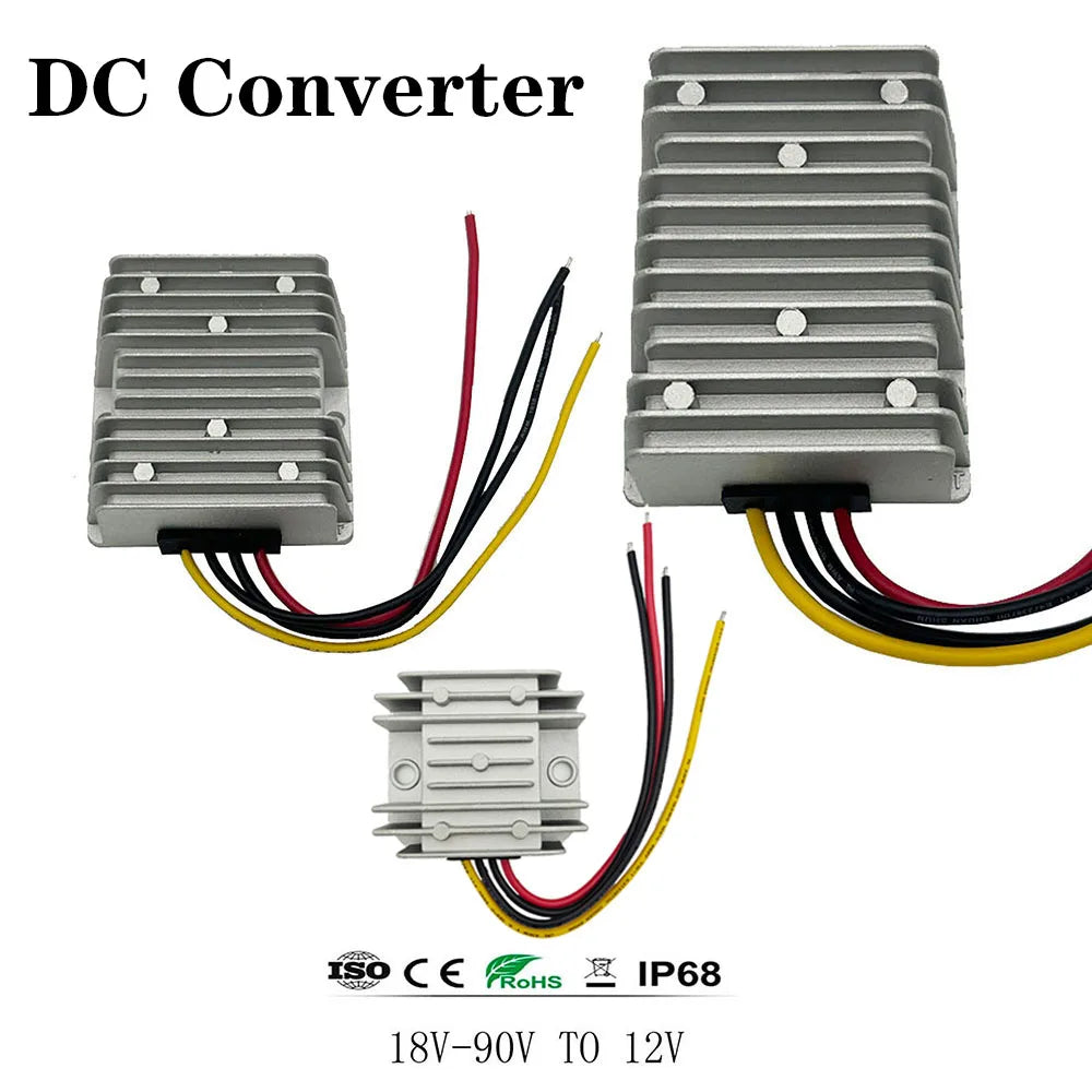 DC 24V 36V 48V 60V 72V 18-90V to 12V 10A 20A 30A 40A DC DC Converter Step Down Voltage Regulator Transformer Car Power Supply