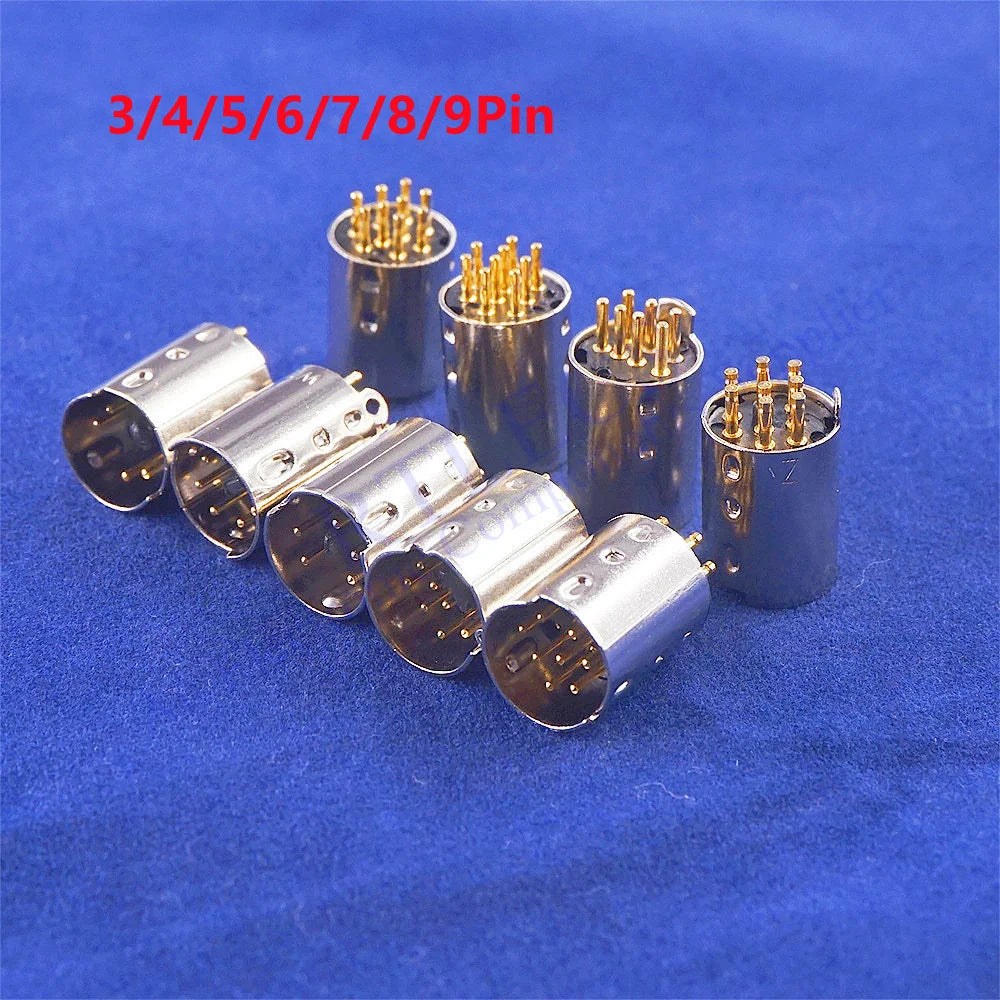 5/20/50/200 pcs Mini Din Plug Male Connector 3 4 5 6 7 8 9 Pin PCB mount Straigh Machined Header Gold Plated Pins Board Solder