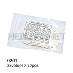 660pcs=33valuesX 20pcs 1% 100% Brand New and High Quality 1206 0603 0402 0805 0201 SMD Resistor Sample Assorted Kit