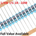 Free Ship 100pcs 1/4W Metal Film Resistor 1R--10M +-1% 10K Ohm 10K 4.7k 2.2K 1K 100K 0.25W 0R 3/4/5/6/7/8/9.1.2.3.4.5.6.7/R/K