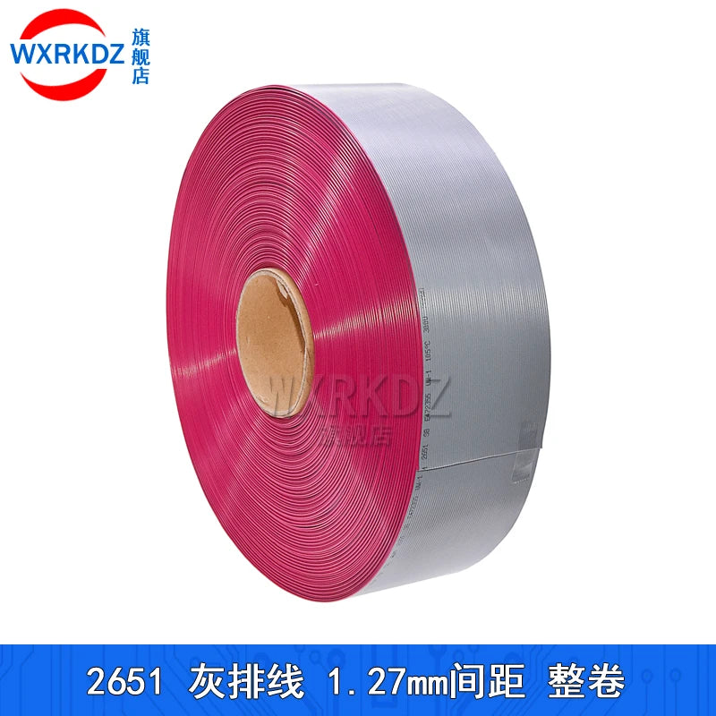 1Meter Gray Flat Ribbon Cable 1.27mm Pitch FC Data Wire Line 6/8/10/12/14/20/24/26/30/34P 40P 50 60 64P AWG28 300V For DIY