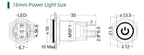 12/16mm Flat LED Illuminated Reset Latching Ring LED Metal Push Button Switch Waterproof On Off with Power Symbol