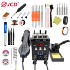 JCD 2 in 1 Digital Soldering Station Hot Air Gun Solder Iron SMD BGA Rework Desoldering Welding Repair Tools 760W 220V 110V 8586