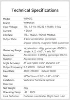 WitMotion WT901C 9-Axis Vibration Inclinometer MPU9250 High-Stability Acceleration+Gyro+Angle(XY 0.05° Accuracy)+Digital Compass