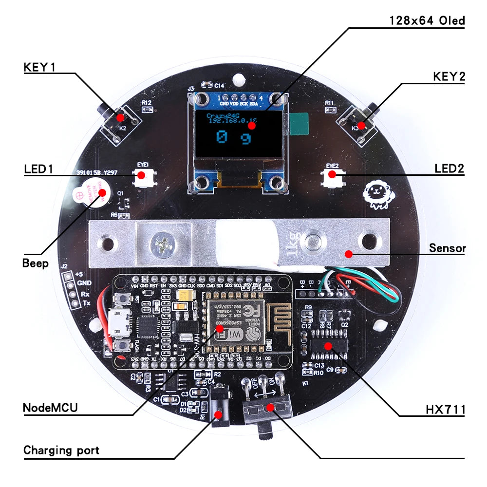 Open Source Electronic Scale Diy Kit For arduino Nodemcu ESP8266 HX711 AD Module Weight Sensor Electronic Scale