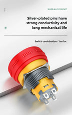 16/22mm Plastic Emergency Stop Power Push Button Switch Anti-slip IP65 Waterproof Mushroom Head Rotation Reset 1NO 1NO1NC