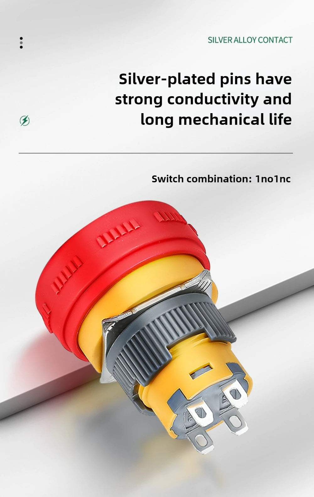 16/22mm Plastic Emergency Stop Power Push Button Switch Anti-slip IP65 Waterproof Mushroom Head Rotation Reset 1NO 1NO1NC