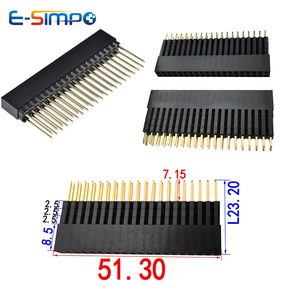 10pc 2.54mm PC104 2X20P Dual Row Extra Long L23.2 PH11/13.5/16/21 Spacer Elevated Extend High Plastic Industrial Female Socket