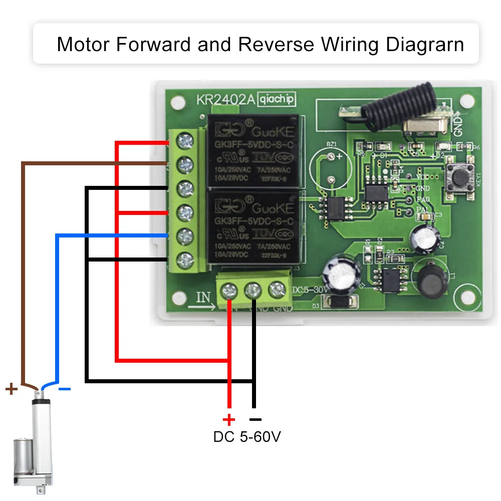 433.92Mhz DC 6V 12V 24V 48V 60V Universal Wireless Remote Control Switch 2 CH RF Relay Receiver Module DC5-30V For Smart Home