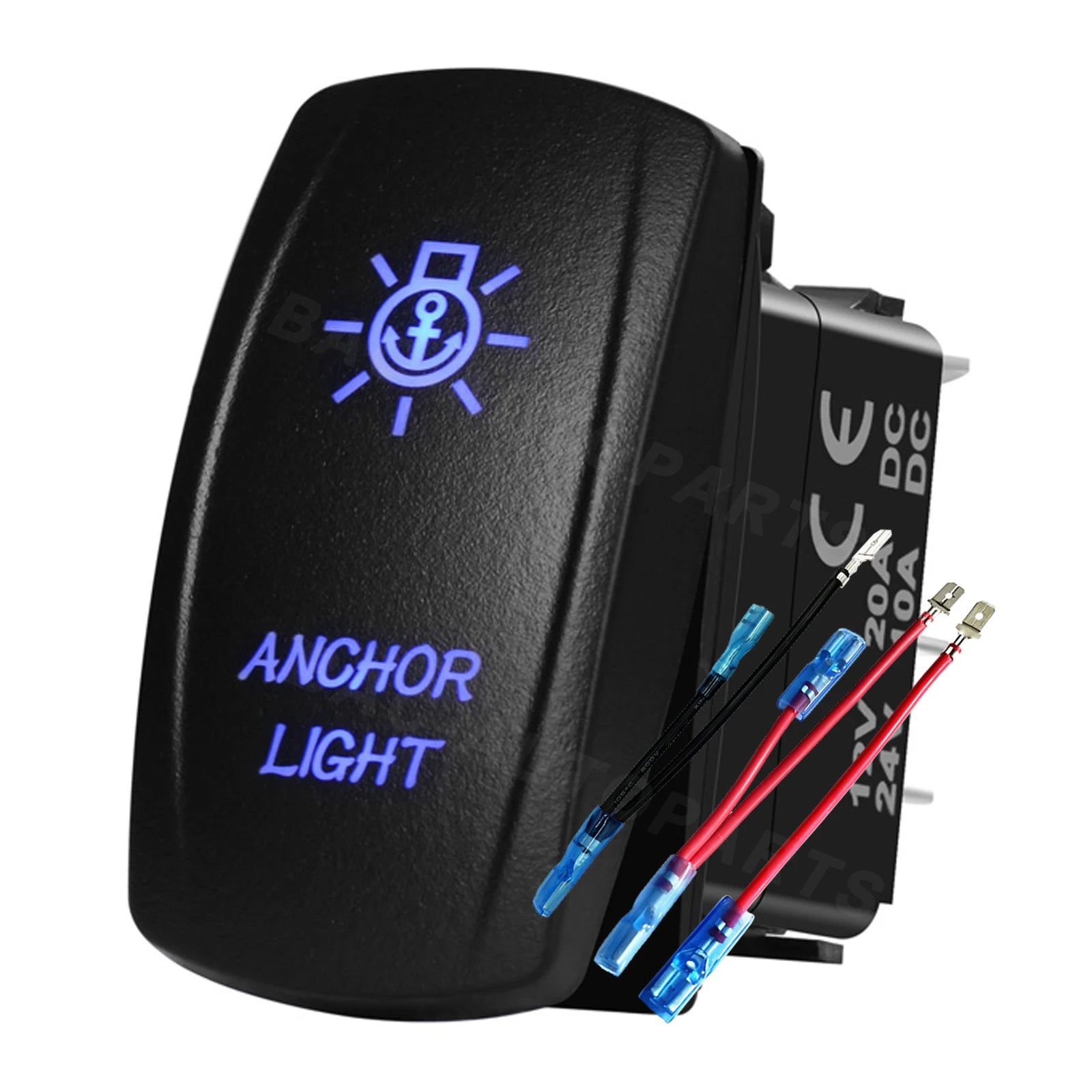 12V 24V Boat Trim Tabs Switch (ON)-OFF-(ON) Momentary Rocker Switch Waterproof Blue Light ON-OFF Toggle Switch With Harness
