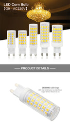 1- 10PCS Super Bright G9 LED Light Bulb 6W 9W 12W 15W 220V Lamp Constant Power Light LED Lighting G9 2835 SMD Bulbs
