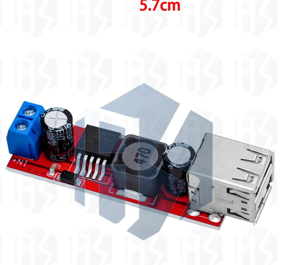 BS LM2596 DC-DC Buck Converter Module - 6V-40V Input to Dual USB 5V/3A Output for Automotive Use