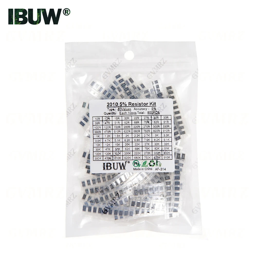 0201 0402 0603 0805 1206 1% 5% SMD Resistor Assorted Kit 1R-1M 10K 100K 1K 100R Resistance Set DIY