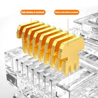 RJ45 Connector Pass Through CAT6 CAT5E Modular Plug Network Ends UTP 3U 50u Gold Plated 8P8C Crimp End for Ethernet Cable