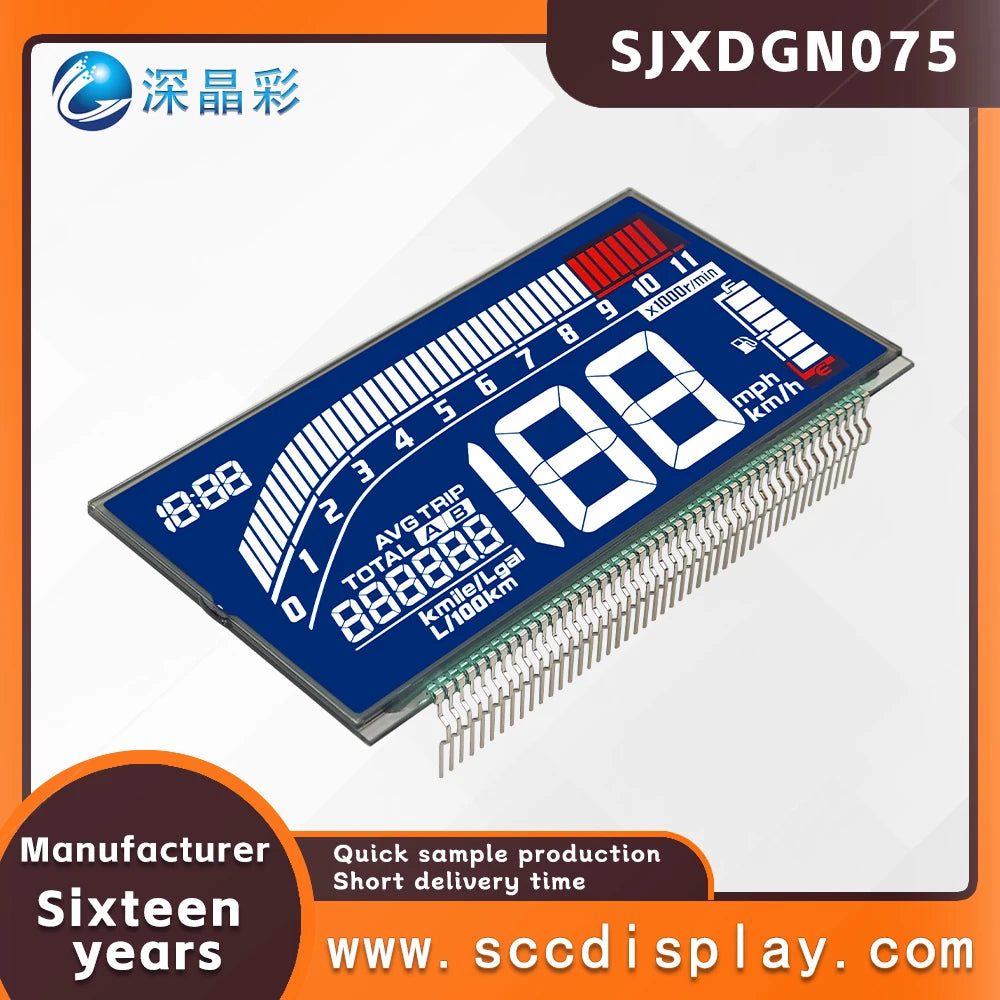 Wholesale Customization SJXDGN075 Wide Temperature Digital Display LCD Screen HTN Anti Glare Segment Code Screen for Motorcycles