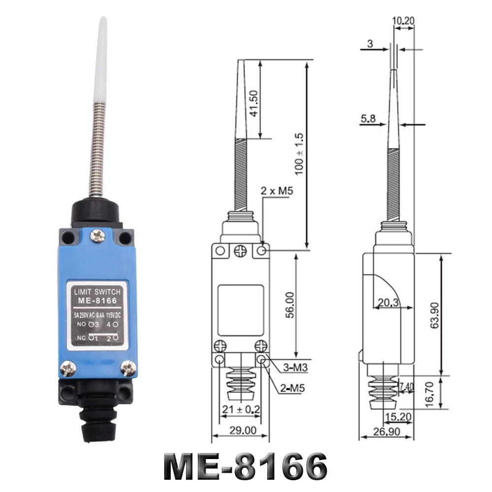 5PCS ME 8104 8108 8111 8122 9101 CNC Micro Limit Switch 5A/220V Rotary Roller Lever Sealed Switch Momentary Industrial Machine