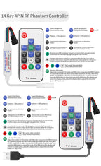WS2811 WS2812B WS2813 WS2815 LED Pixels Strip Light Controller 3/4PIN USB/DC RF 14/17/21Keys LED Tape Remote Controller DC5-24V