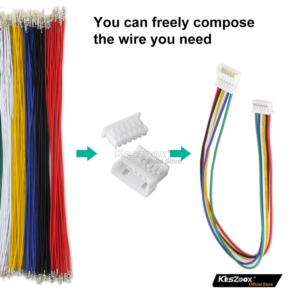 Keszoox Molex 1.25mm Pitch Connector Kit, 51021/51047 Male Female Crimp Terminal Wire 53047/53048-0260