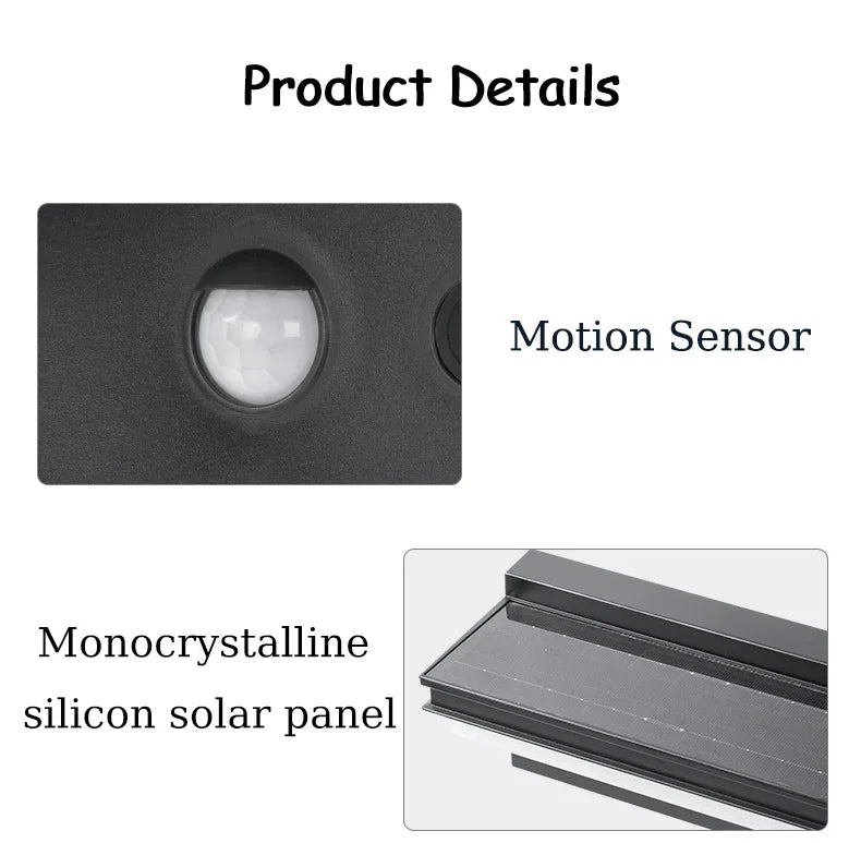 Solar Power Wall Lamp IPX5 Waterproof Garden Lights Motion Sensor  Energy Saving Light for Exterior Spot Porch Yard Lighting