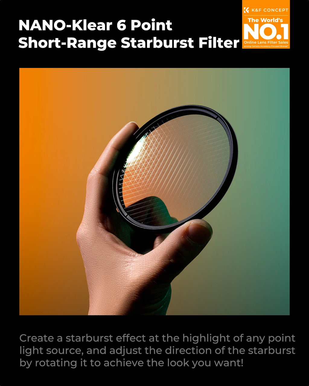 K&F CONCEPT Effects Filters Kaleidoscope Prism/Spiral Halo/Split Diopter/Motion Blur/4 6 8 Points Camera Lens Filter Photography