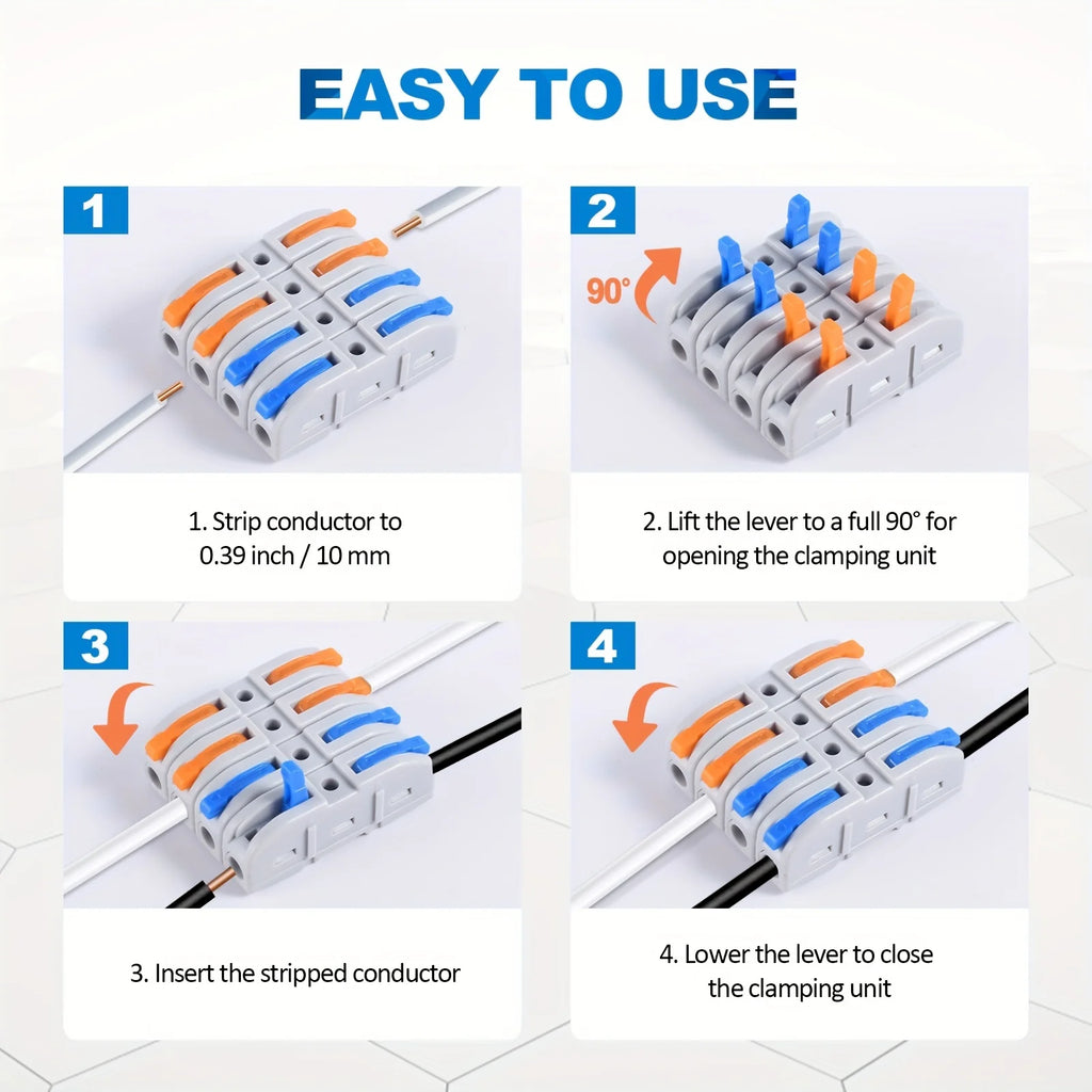 Lever Wire Connectors, 10pcs/60pcs Inline Wire Connectors Kit for Quick Connect, Push in Compact Splicing Electrical Connectors
