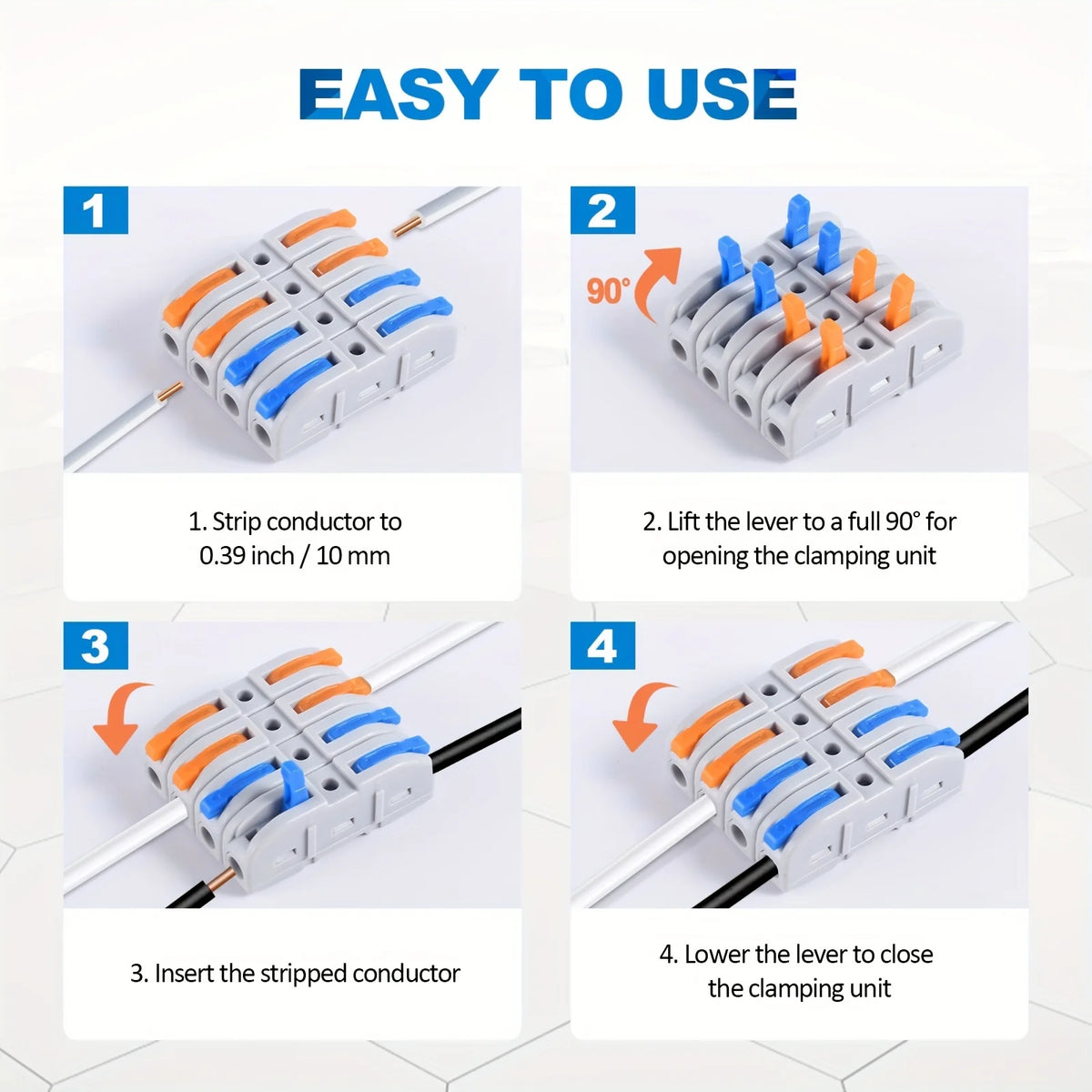 Lever Wire Connectors, 10pcs/60pcs Inline Wire Connectors Kit for Quick Connect, Push in Compact Splicing Electrical Connectors