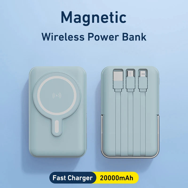 10000mAh Wireless Magnetic Power Bank Portable 22.5W Fast Charging For All Smartphones Mobile Power with Back Clip and Bracket Desktop Charger